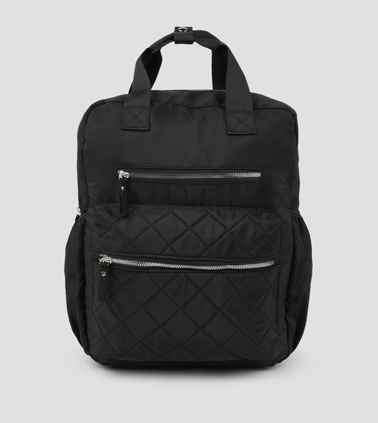 Nylon Quilted Pocket Backpack