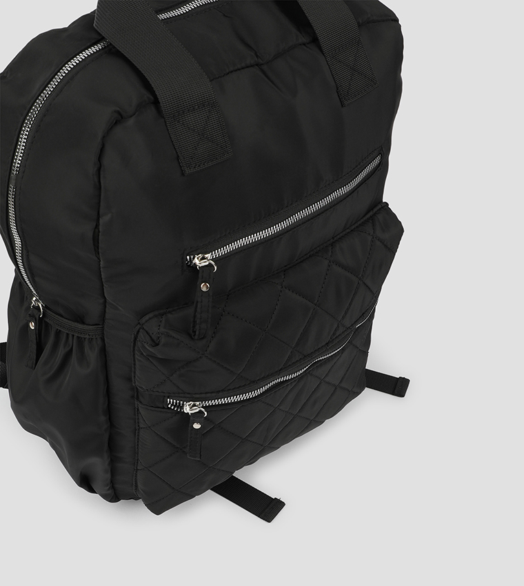 Nylon Quilted Pocket Backpack