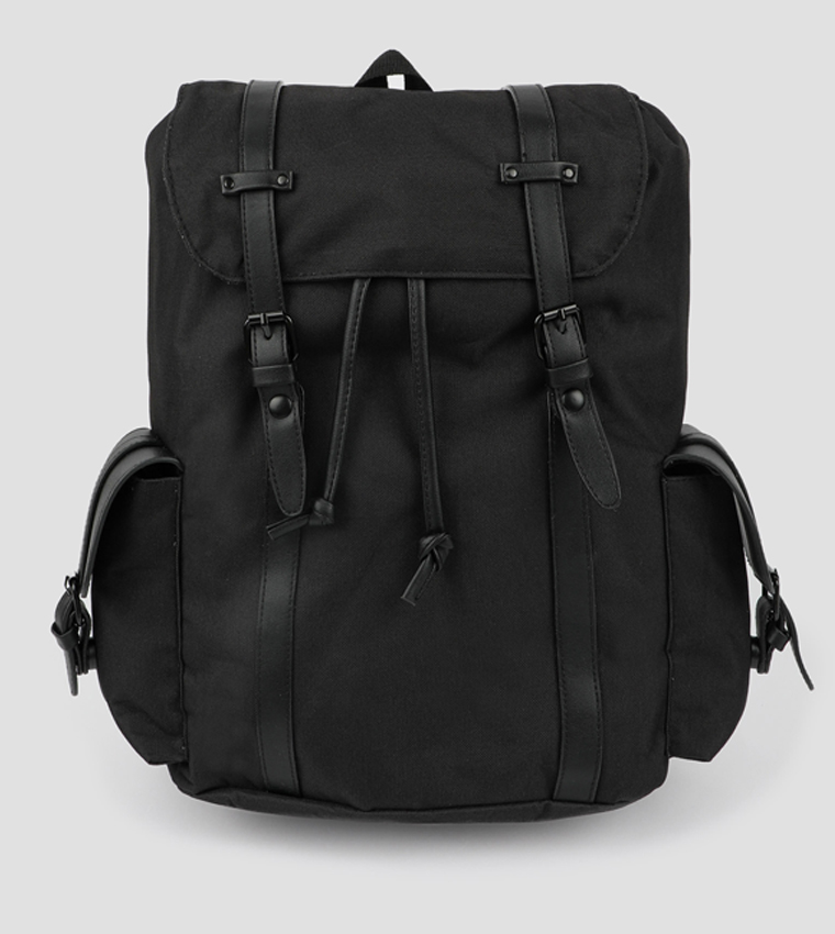 Canvas Faux Leather Trims Backpack