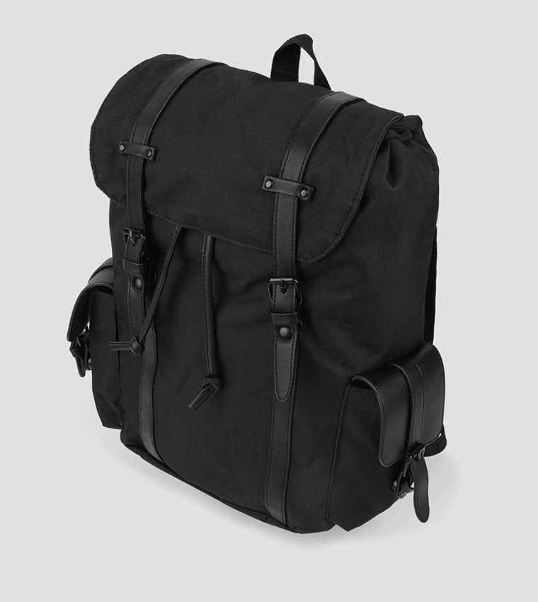 Canvas Faux Leather Trims Backpack