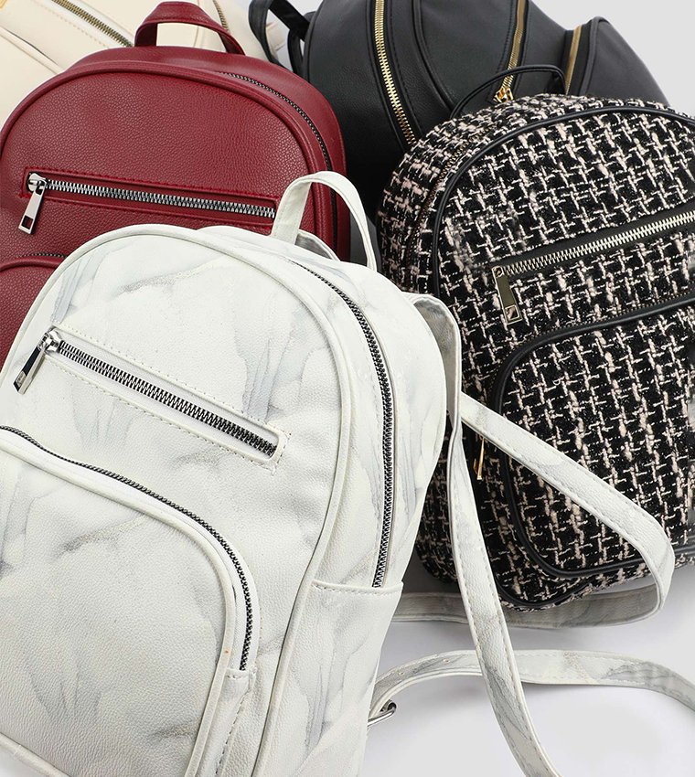 Patterned Zippered Backpack