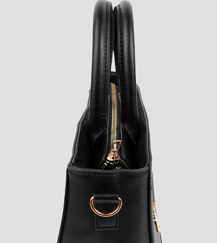 Faux Leather Tote Bag with Laptop Sleeve