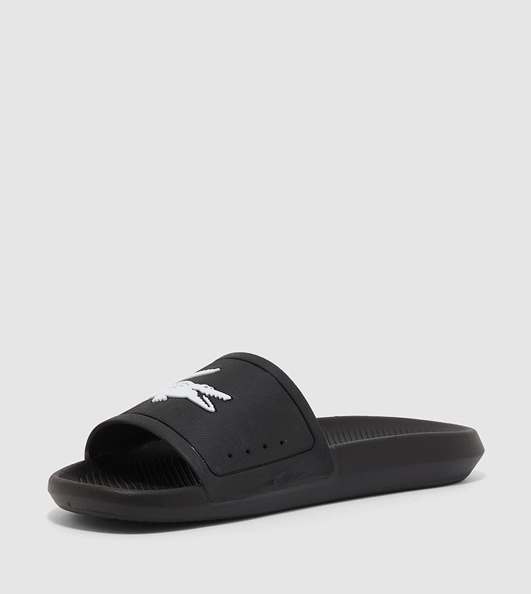 Buy Lacoste Croco Logo Embossed Slides In Black 6thStreet Bahrain