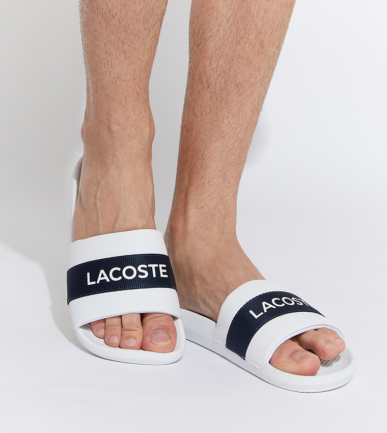 Buy Lacoste Croco Logo Printed Slides In White 6thStreet Bahrain