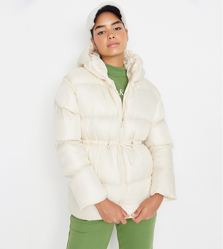 Buy Trendyol Hooded Oversized Puffer Jacket In Ecru 6thStreet UAE