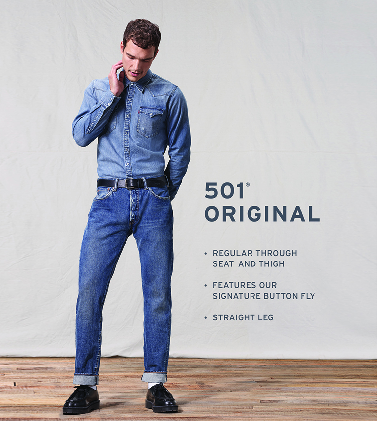 Buy Levi's 501 Original Straight Fit Jeans With Button Fly In Blue ...