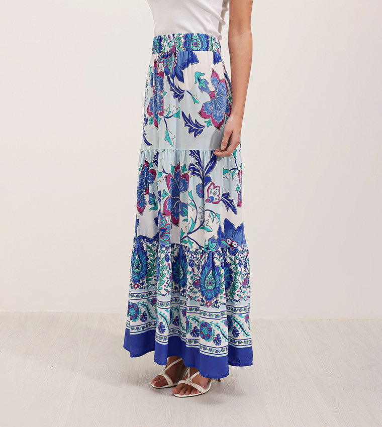 Printed Elastic Waist Skirt