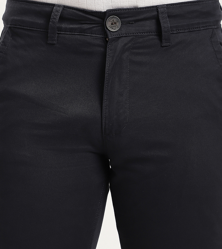 Solid Slim Fit Formal Pants