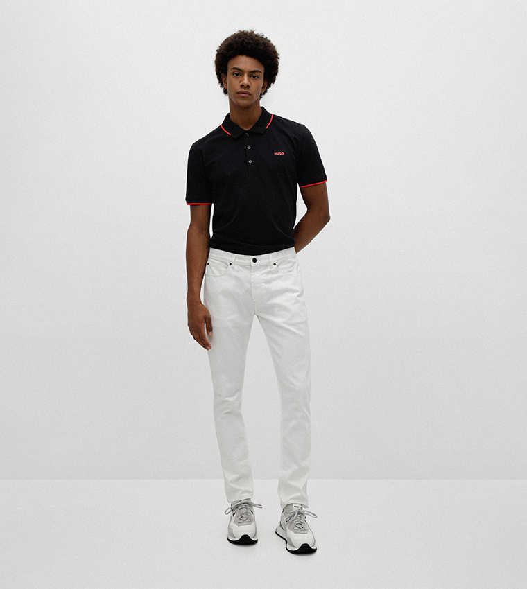 Contrast Tipping Collar Polo T-Shirt with Short Sleeves