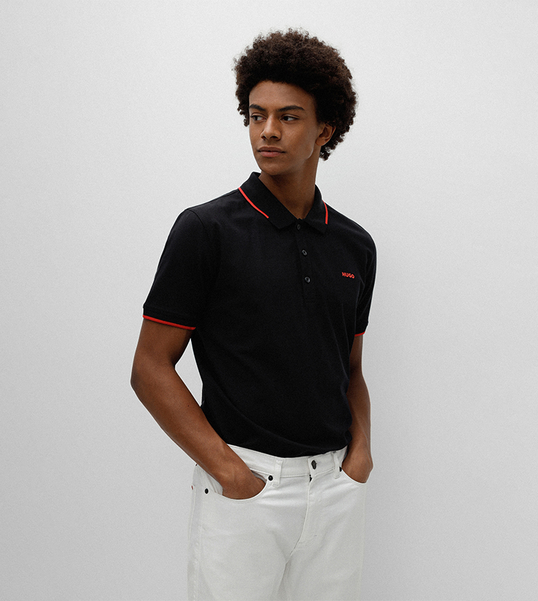 Contrast Tipping Collar Polo T-Shirt with Short Sleeves