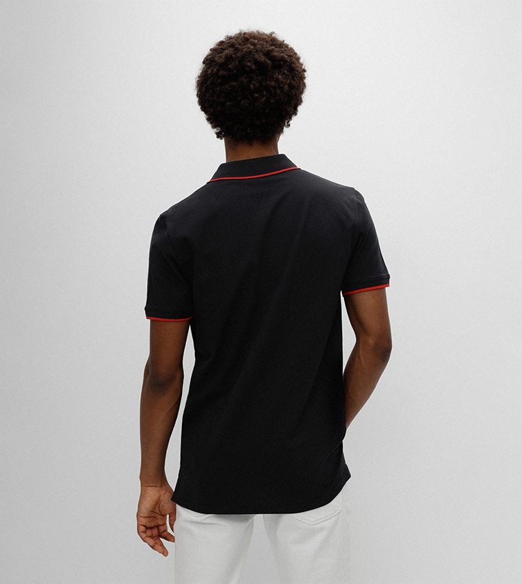 Contrast Tipping Collar Polo T-Shirt with Short Sleeves