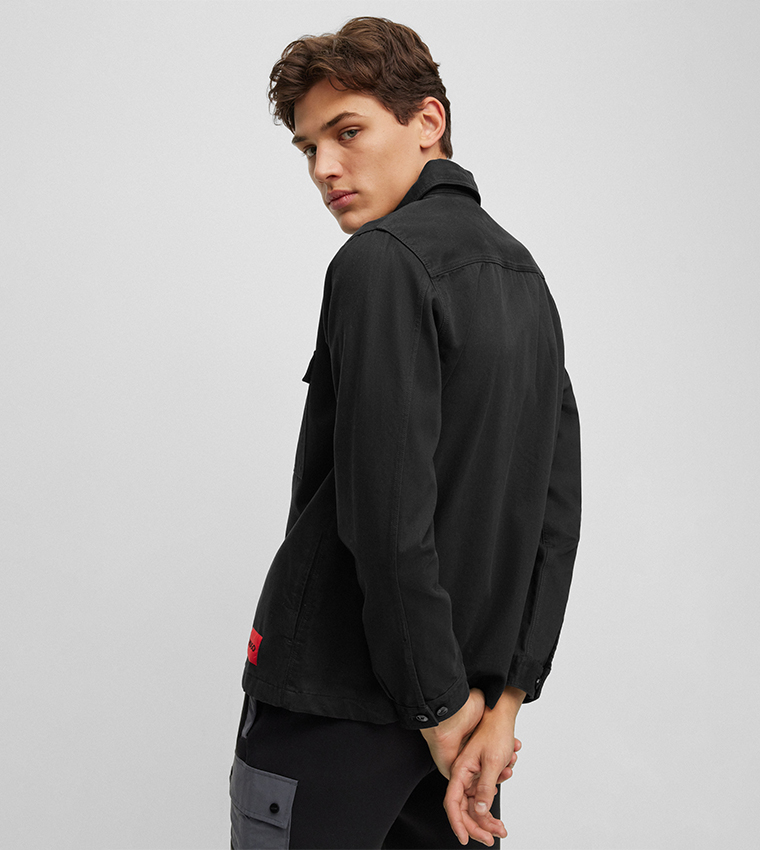 Oversized-Fit Overshirt with Logo Label