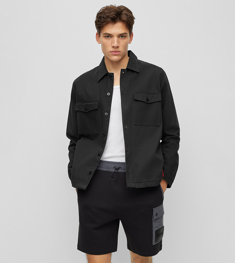 Oversized-Fit Overshirt with Logo Label