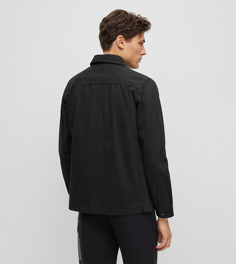 Oversized-Fit Overshirt with Logo Label
