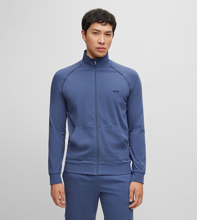 Buy Boss High Neck Zippered Jacket In Blue 6thStreet Bahrain
