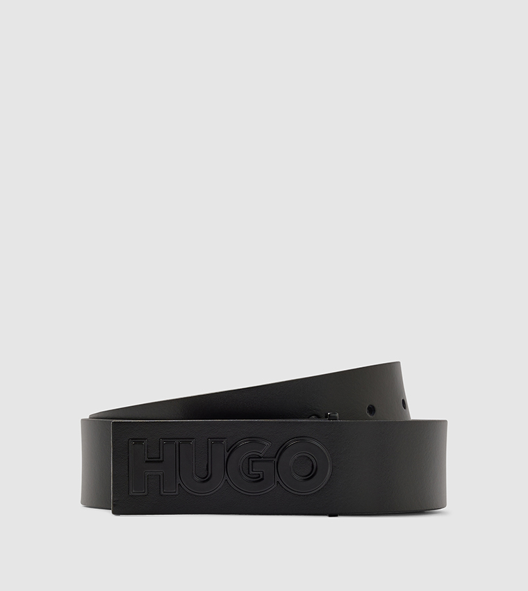 Logo Embossed Leather Belt