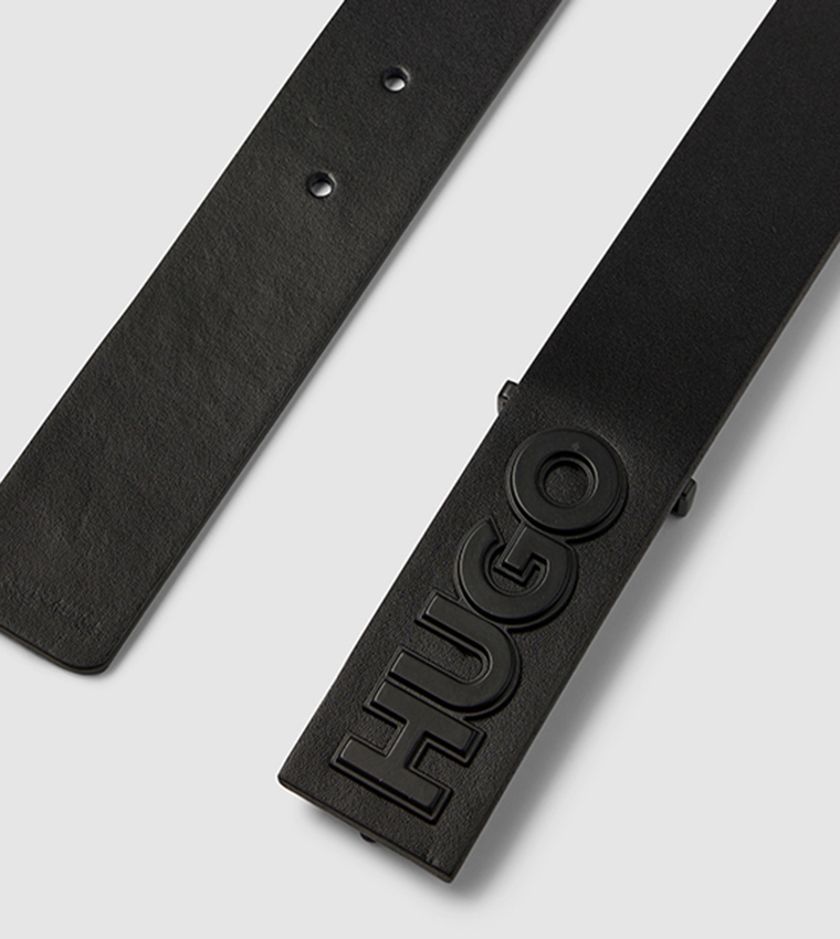 Logo Embossed Leather Belt