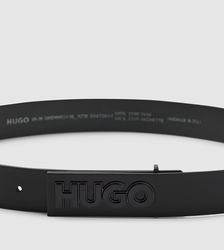 Logo Embossed Leather Belt