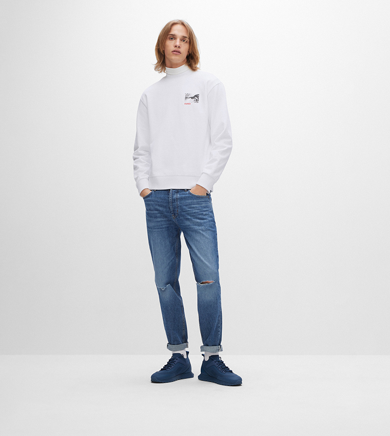 Relaxed Fit Sweatshirt with Tattoo Inspired Artwork