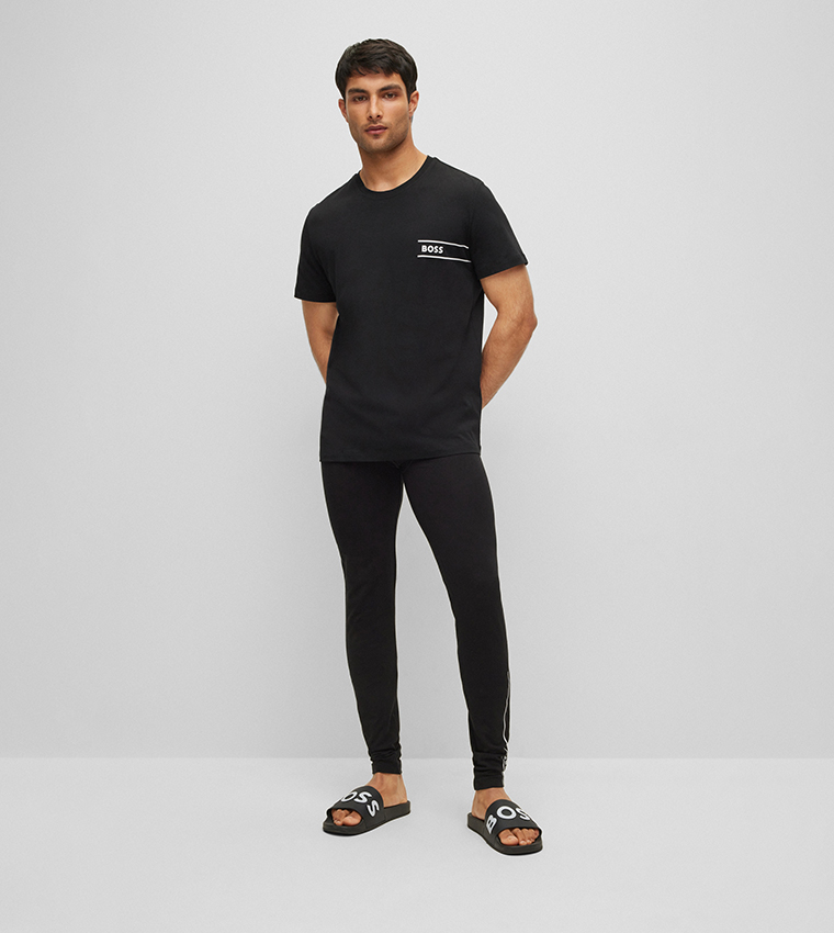 Buy Boss Underwear T Shirt With Stripes And Logo In Black