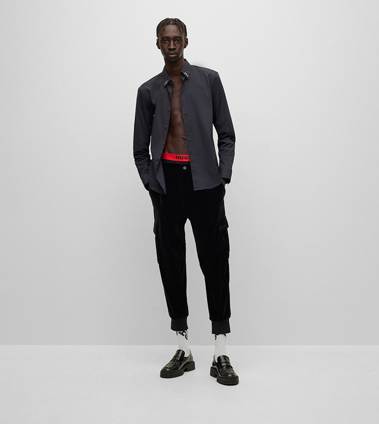 Slim-Fit Cargo Trousers with Side Stripes