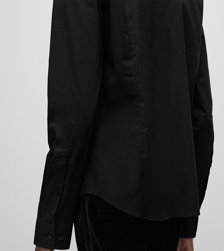 Slim-Fit Shirt with Collar Rivets