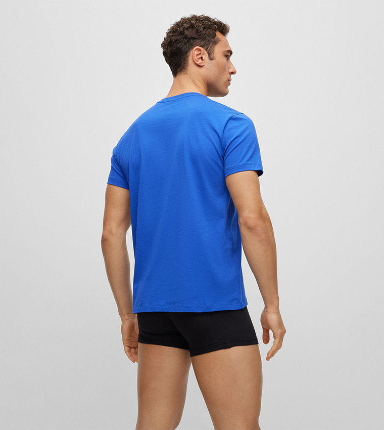 Buy Boss Underwear T Shirt With Stripes And Logo In Blue