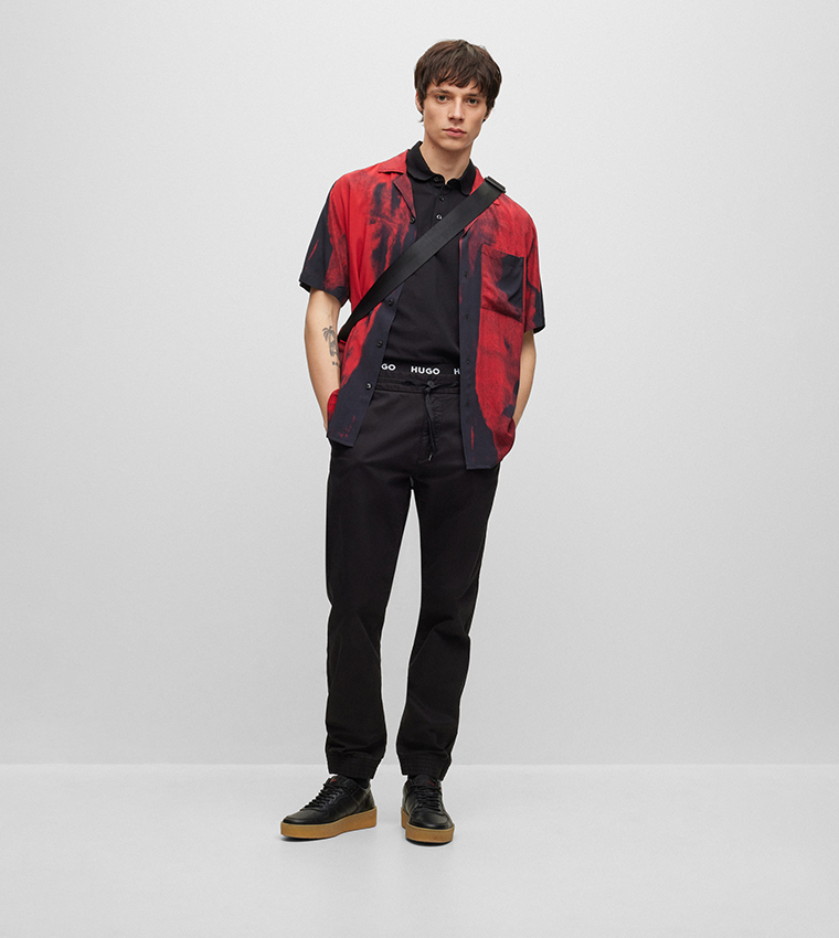 Buy HUGO Logo Detail Short Sleeves Polo T Shirt In Black | 6thStreet UAE