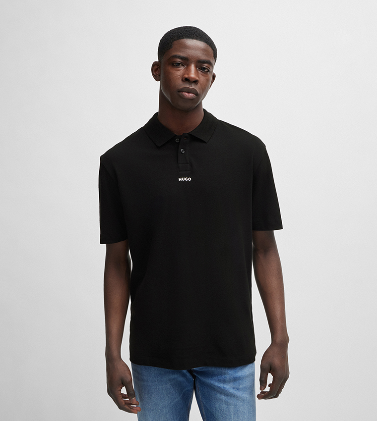 Buy Hugo Logo Embroidered Short Sleeves Polo T Shirt In Black 6thStreet Qatar