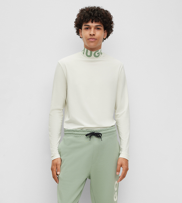 Buy Hugo Logo Detail High Neck T Shirt In White 6thStreet UAE