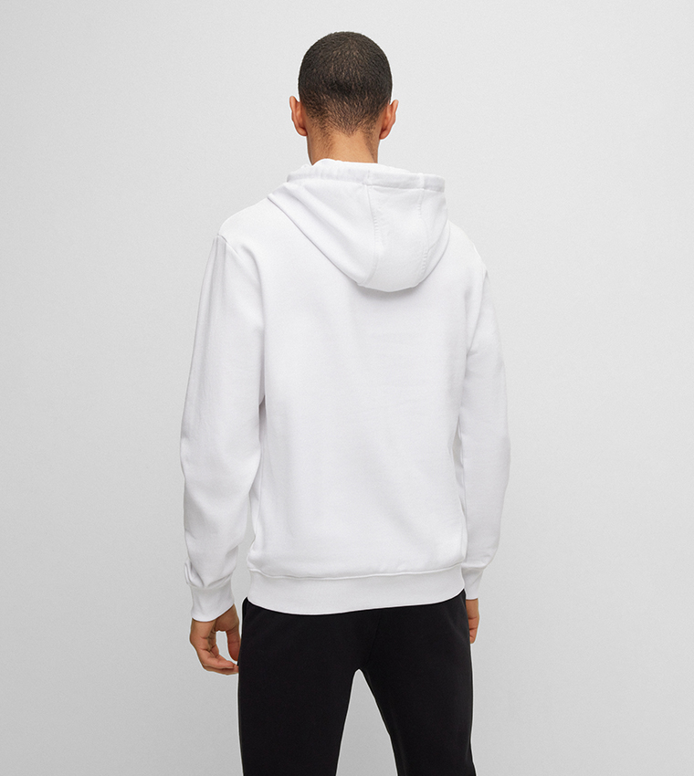 Buy Hugo Logo Detail Long Sleeves Hoodie In White 6thStreet Oman