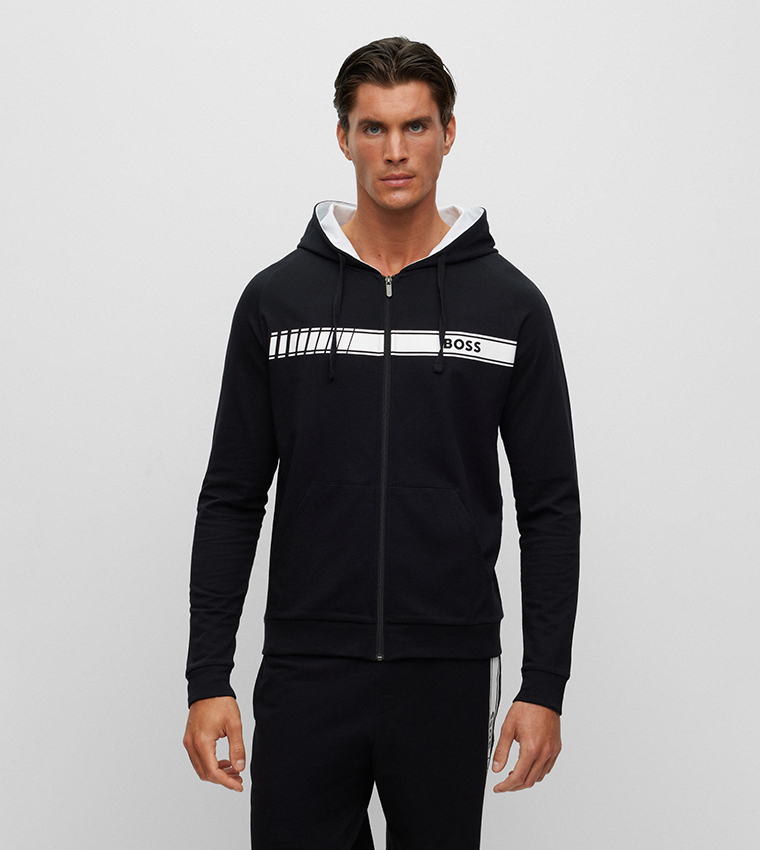 Buy Boss Printed Long Sleeves Hooded Jacket In Black 6thStreet UAE