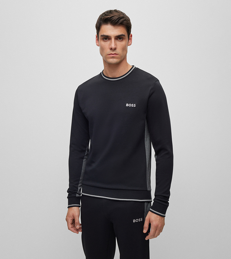 Buy BOSS Crew Neck Long Sleeves Sweatshirt In Black 6thStreet Bahrain