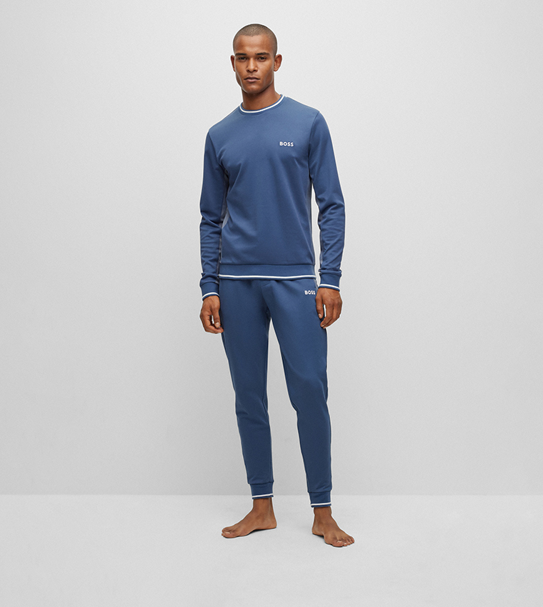 Buy Boss Crew Neck Long Sleeves Sweatshirt In Blue 6thStreet Bahrain