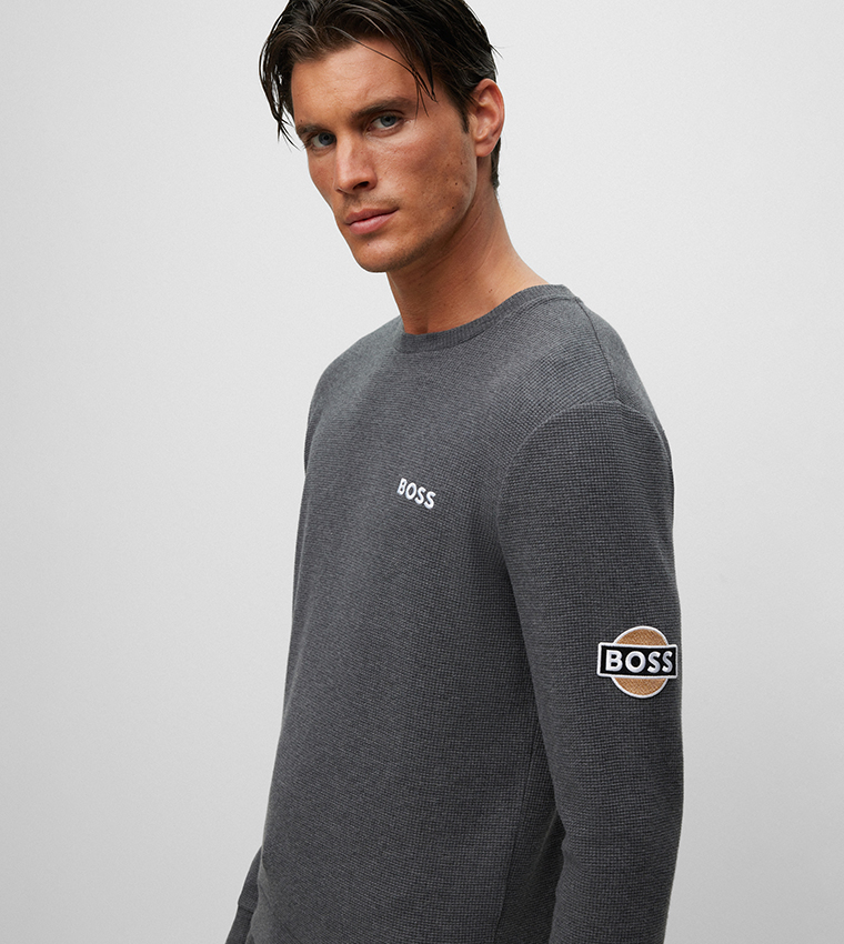 Boss logo crew sweatshirt sales