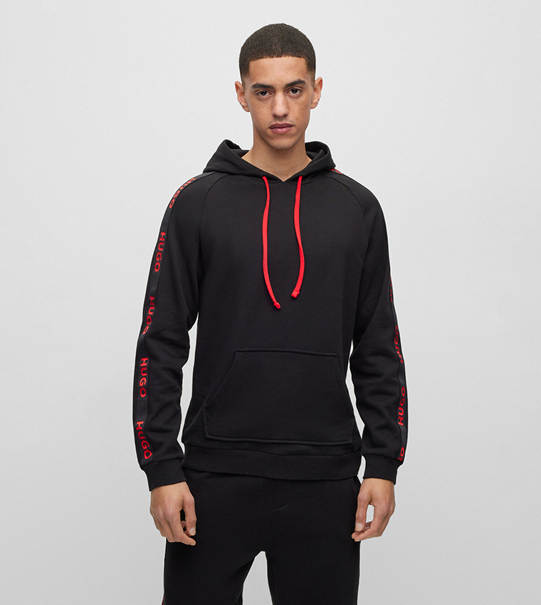 Buy HUGO Logo Detail Long Sleeves Hoodie In Black 6thStreet Bahrain