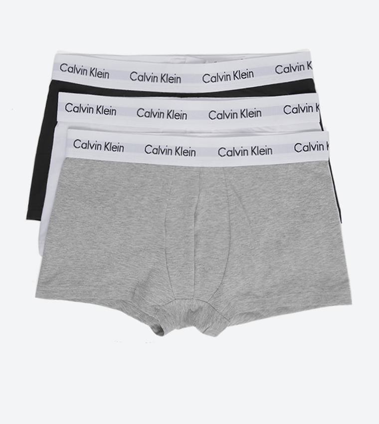 Calvin Klein Underwear LOW RISE TRUNK MODERN STRETCH 3 PACK - Pants -  black/white/grey heather/black - Zalando.de