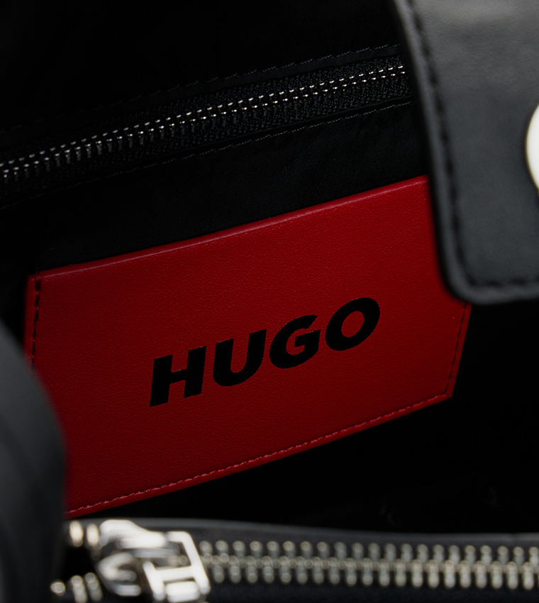 Logo Detail Faux Leather Tote Bag
