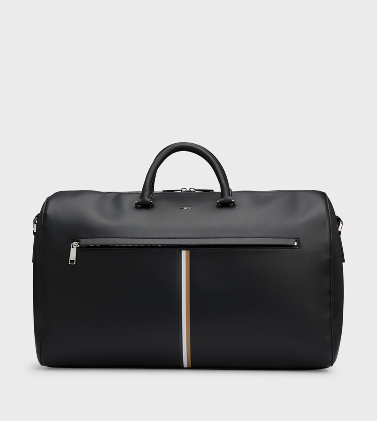 Faux Leather Zippered Duffle Bag