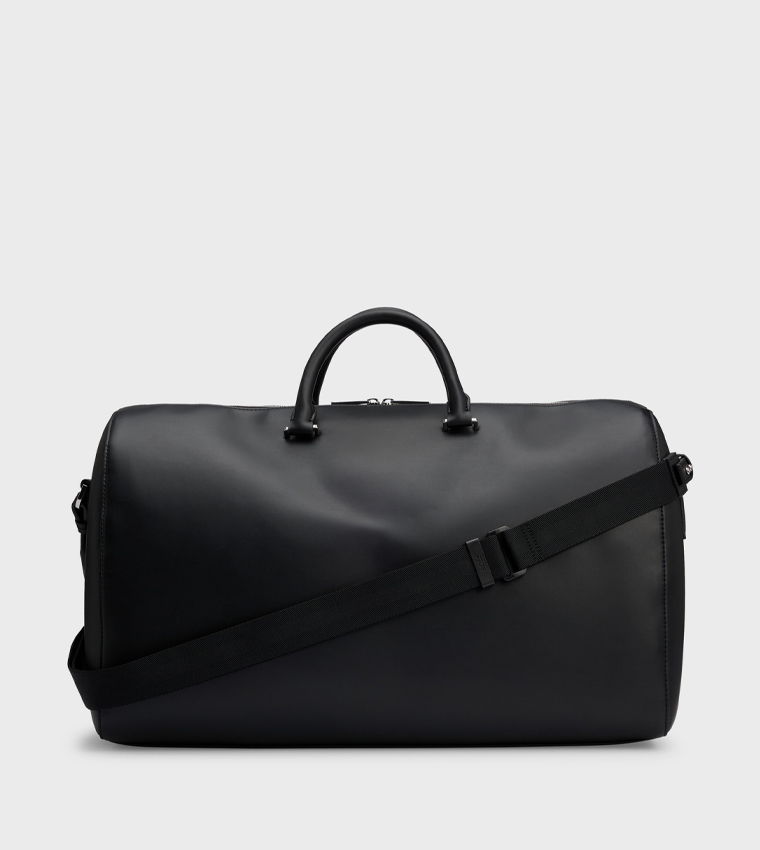 Faux Leather Zippered Duffle Bag