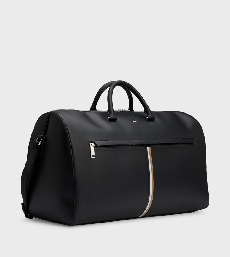 Faux Leather Zippered Duffle Bag
