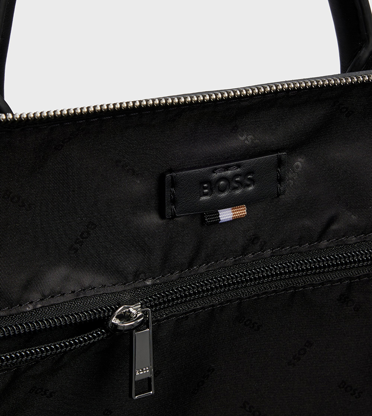 Faux Leather Zippered Duffle Bag