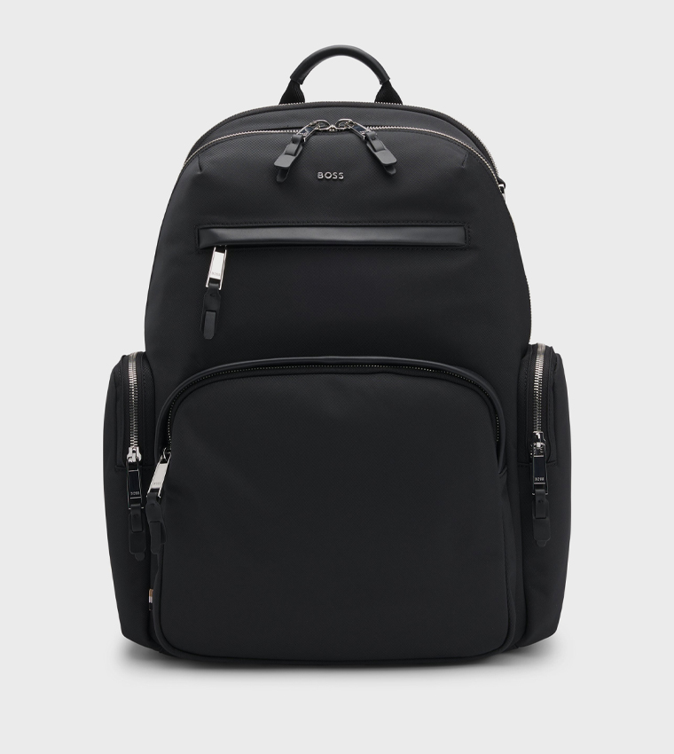 Leather Trim Zippered Backpack