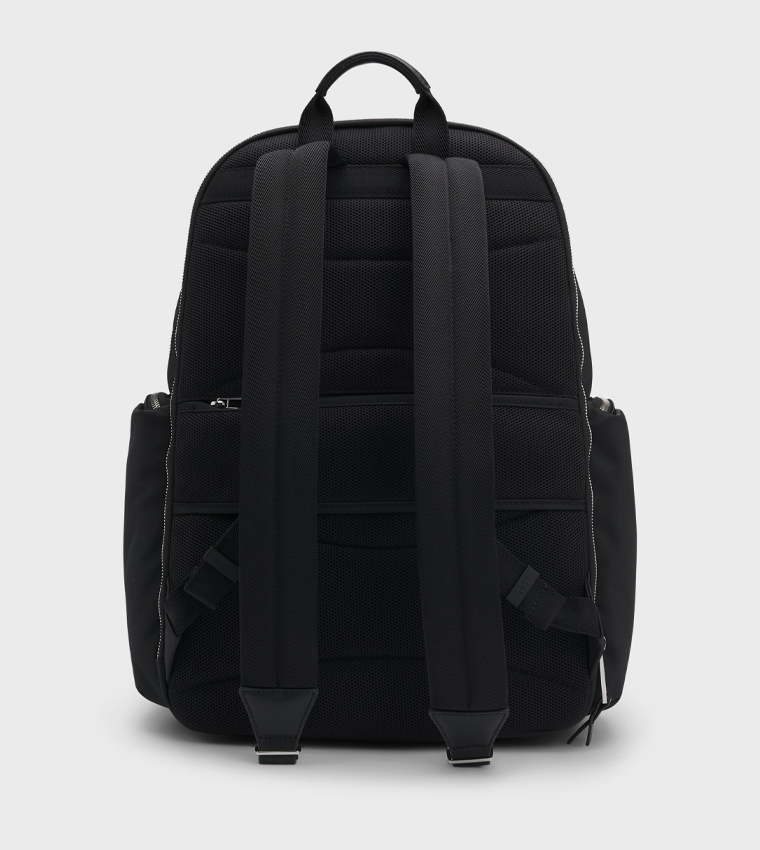 Leather Trim Zippered Backpack