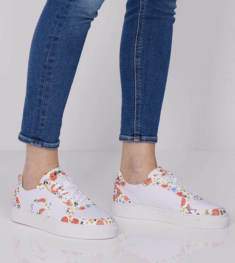 SEVEN Floral Print Lace-Up Sneakers