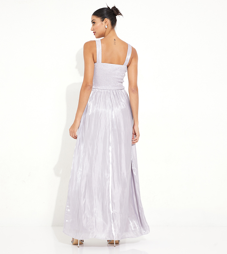 Buy Little Mistress Pearl Embellished Sleeveless Maxi Dress In Grey | 6thstreet UAE Buy Little Mistress Pearl Embellished Sleeveless Maxi Dress In Grey | 6thstreet UAE