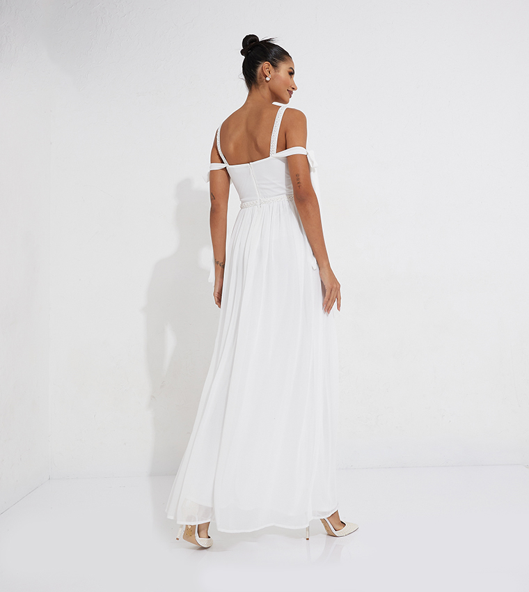 Buy Little Mistress Pearl Embellished Shoulder Strap Bridal Gown