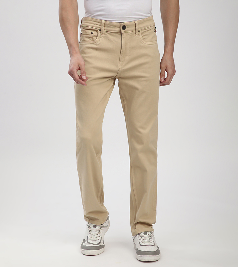 Washed Mid Rise Straight Fit Jeans