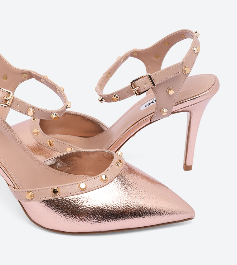 dune rose gold heels