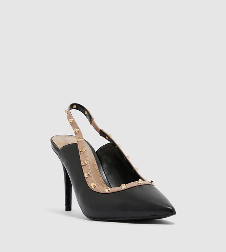 Buy Dune London Candro Di Rock Stud Sling Back In Black
